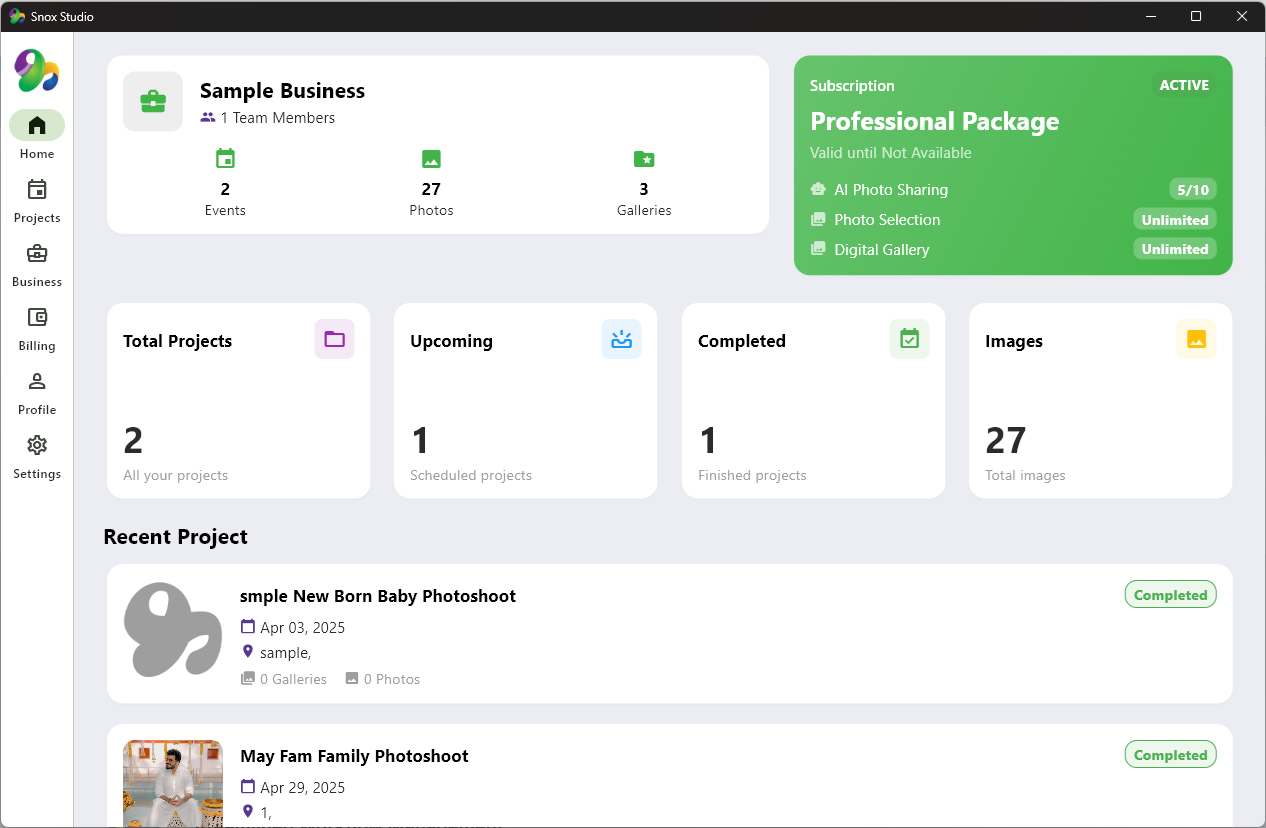 Snox Desktop App Interface